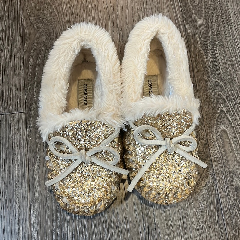 JCrew Kids Glitter Covered Moccassin Slippers